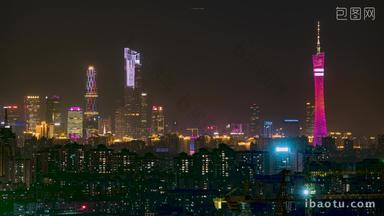 广州珠江新城大景CBD夜景延时固定延时摄影